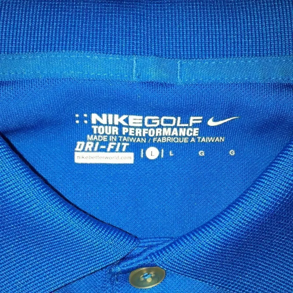 Teal Blue w/Geo Stripe Print Nike Tour Performance Golf Polo shirt L mens